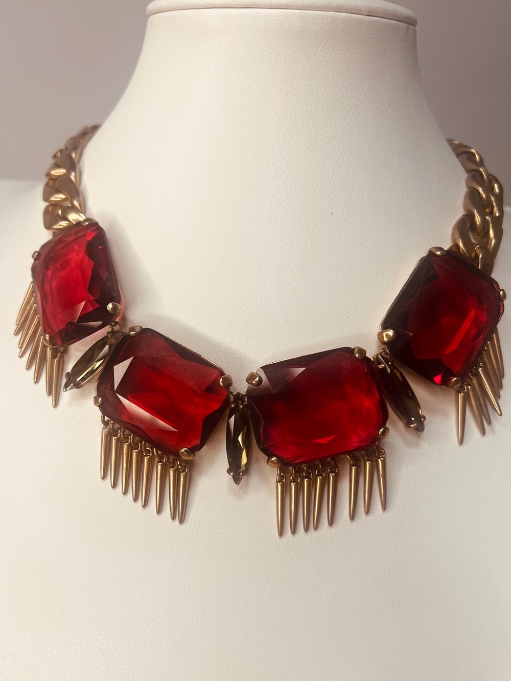 J. Crew - Vintage red Moroccan glass crystal necklace.